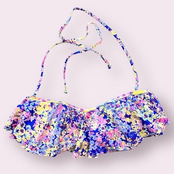 Victoria’s Secret Bikini Top Strapless Bandeau Swimsuit Swim Ruffle L Large - Picture 1 of 8
